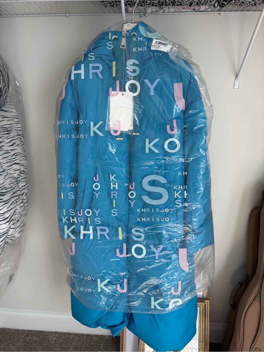 Khrisjoy Long Iconic Milano Puffer Jacket Sky Blue Size 42